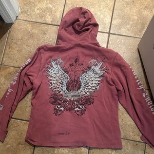 Harley-Davidson Rose Hoodie with Winged Graphic
